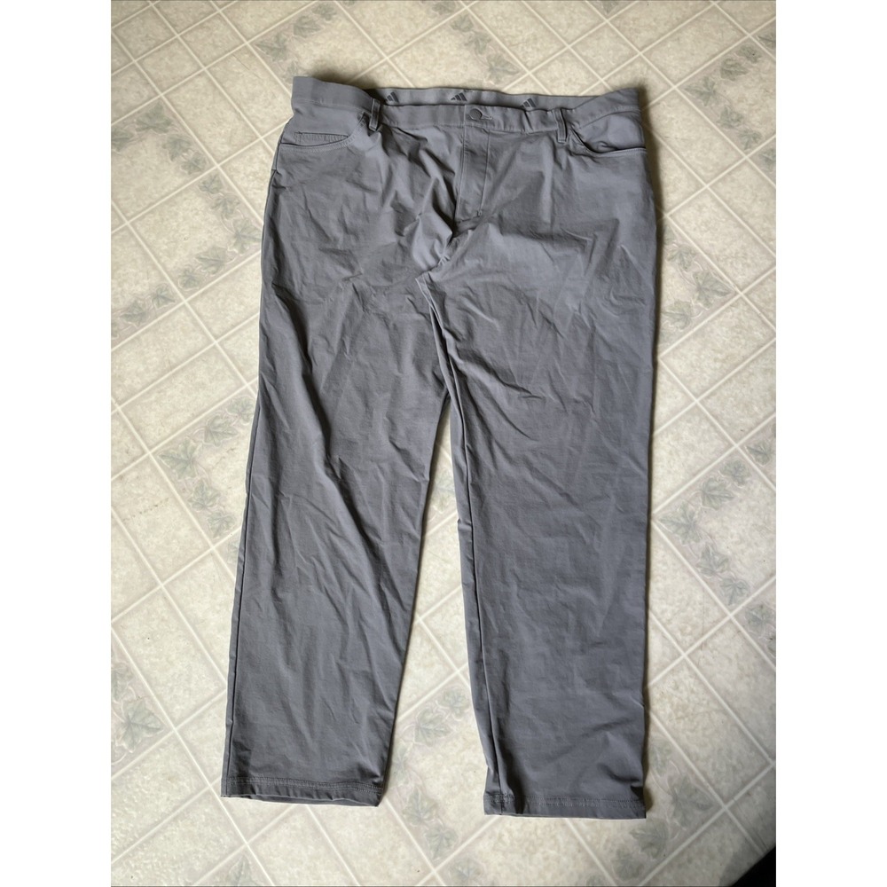 Adidas 3 Stripe ClimaLite‎ Gray Flat Front Golf Pants - Men's 40W x 30L